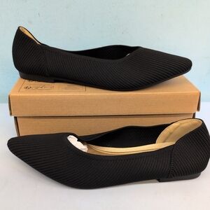 Knitted Pointed Toe Slip on Women's Ballet Flats Shoes EU 42 Black